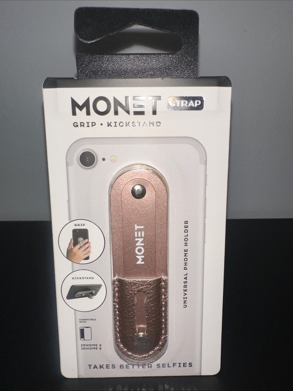 NWT Monet Metallic Rose Gold Phone Strap Grip & Kickstand